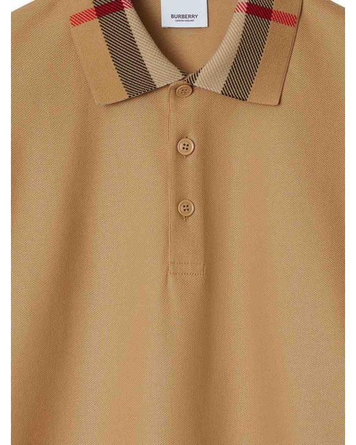 Burberry Natural Check Collar Cotton Polo Shirt for men