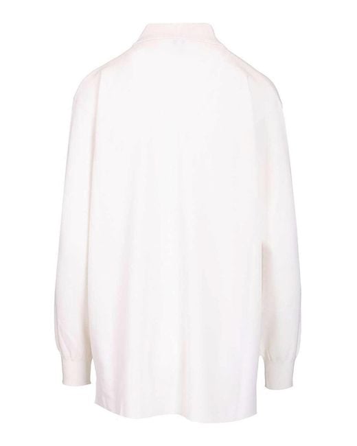 Loewe White Cashmere And Silk Blend Polo Shirt