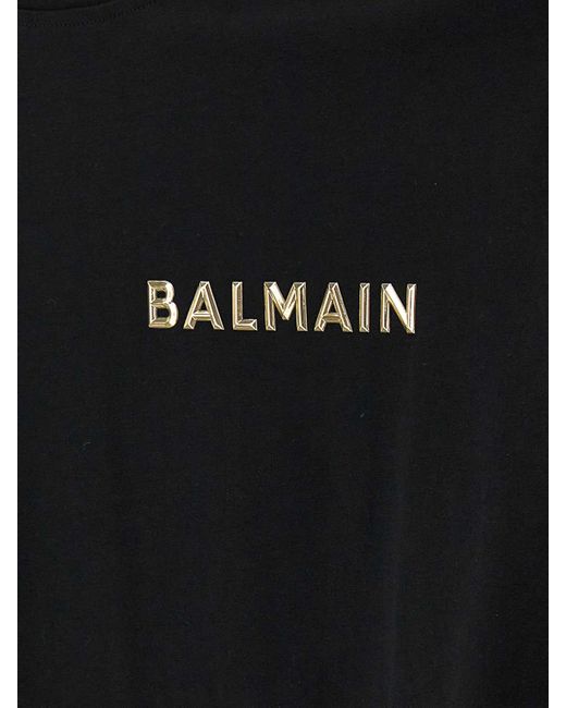 Balmain Black Logo Cropped T-shirt