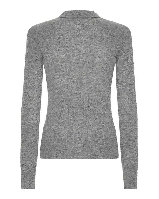ROTATE BIRGER CHRISTENSEN Gray Wool Polo Shirt With Logo
