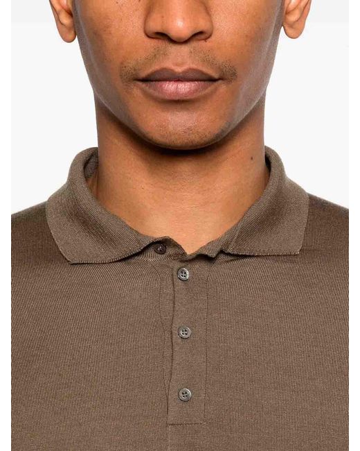Drumohr Brown Long Sleeve Polo for men