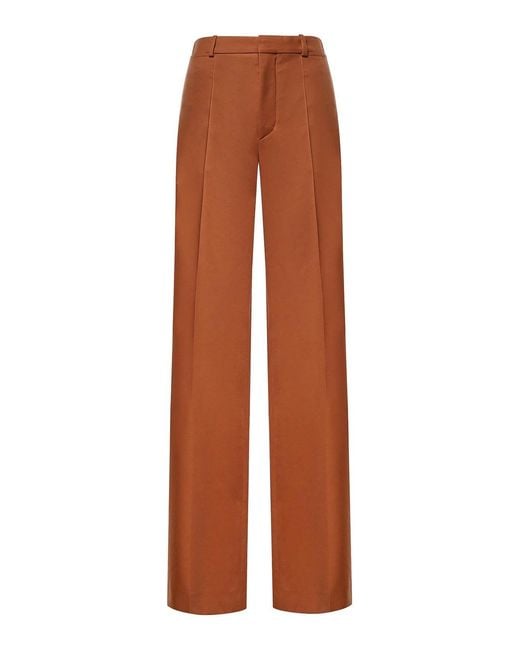 Chloé Brown Wool Gabardine Flared Trousers