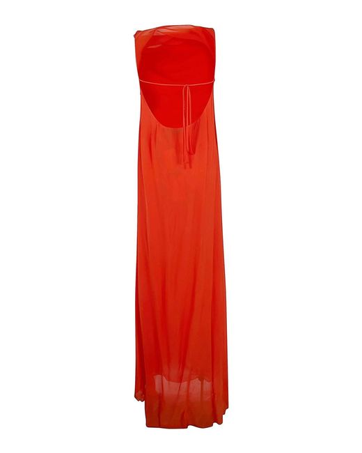 Blumarine Red Georgette Long Dress