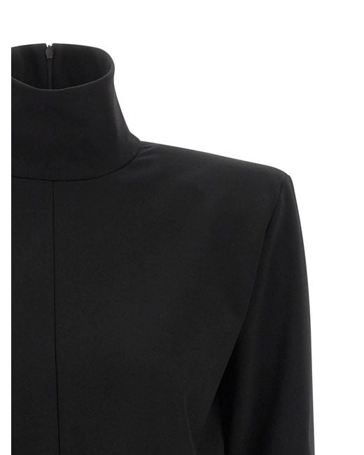The Attico Black Structured Shoulder Dress