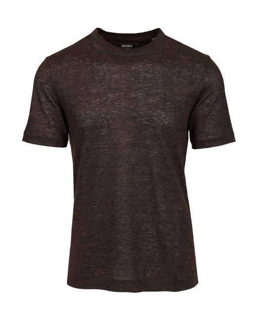 Zegna Black Linen T-Shirt for men