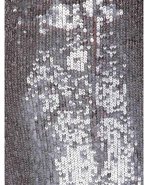 P.A.R.O.S.H. Gray Sequined Trousers With Elasticated Waist