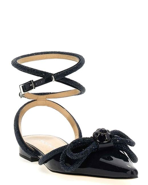 Mach & Mach White Double Bow Ballet Flats