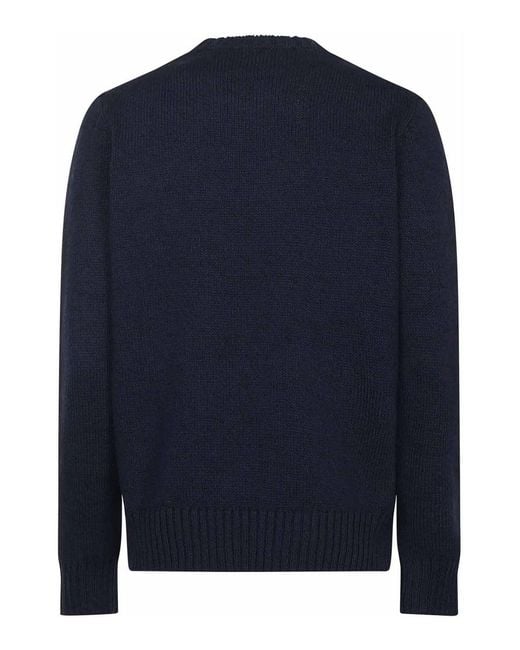 Polo Ralph Lauren Blue Polo Bear Cotton And Linen Sweater