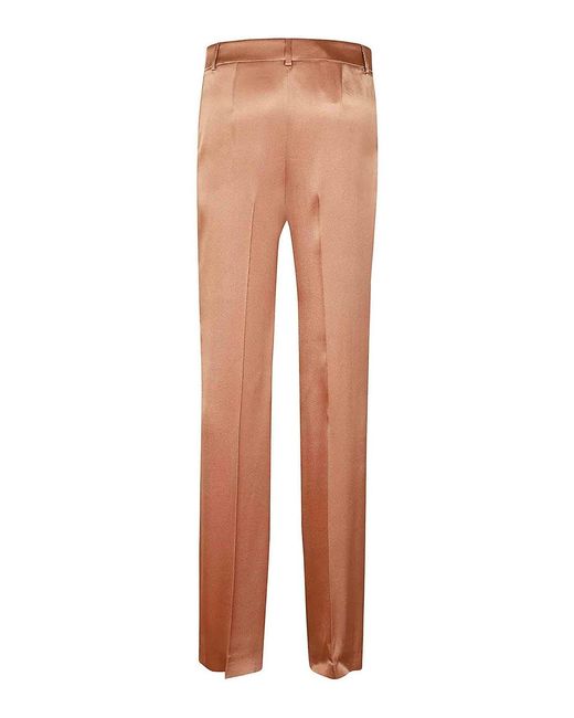 Alberta Ferretti Natural Satin Trousers