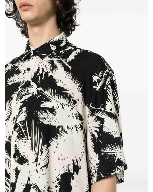Laneus Black Abstract Print Shirt for men