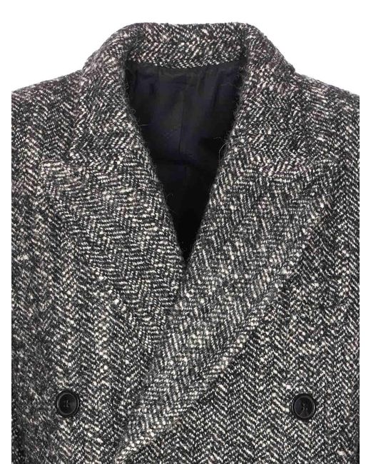 Isabel Marant Gray Herringbone Double-Breasted Coat