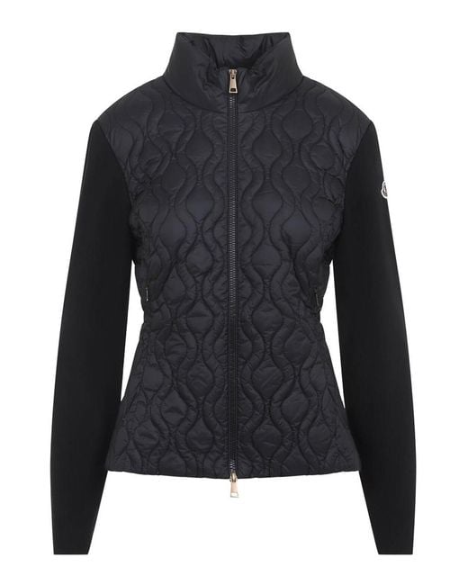 Moncler Black Quilted Zip-Up Cardigan