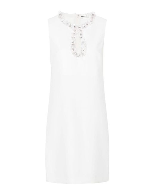 P.A.R.O.S.H. White Sleeveless Sequin-embellished Dress