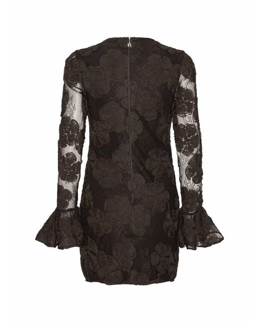ROTATE BIRGER CHRISTENSEN Black Short 3D Dress With Floral Print