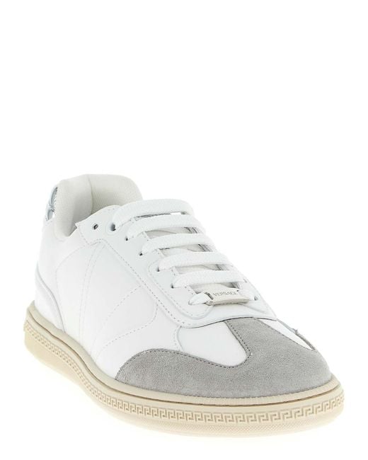 Versace White Greca Court Sneakers for men