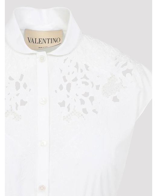 Valentino Garavani White Embroidered Midi Dress