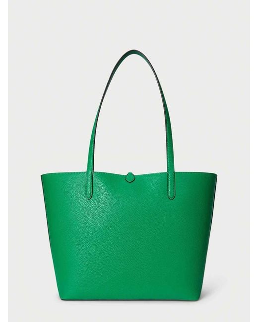 Ralph Lauren Green Rvrsble Tote-Tote-Medium-Faux Pebble Grain