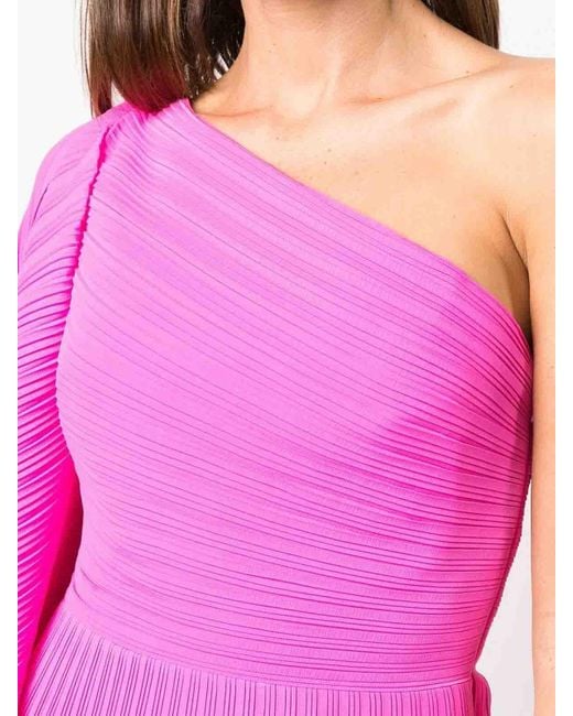 Solace London Pink Lenna One-shoulder Midi Dress