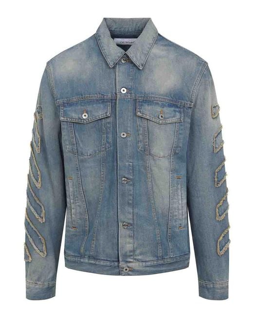 Off-White c/o Virgil Abloh Blue Off Patch Skate Jacket for men