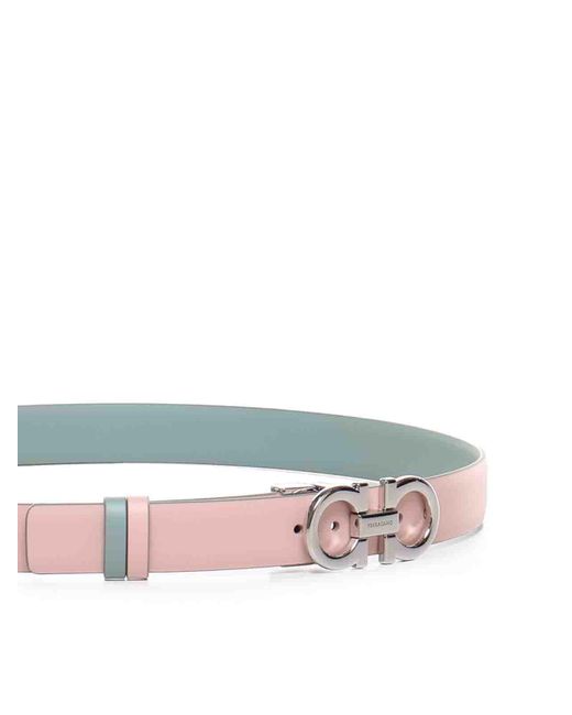 Ferragamo Pink Reversible Leather Belt