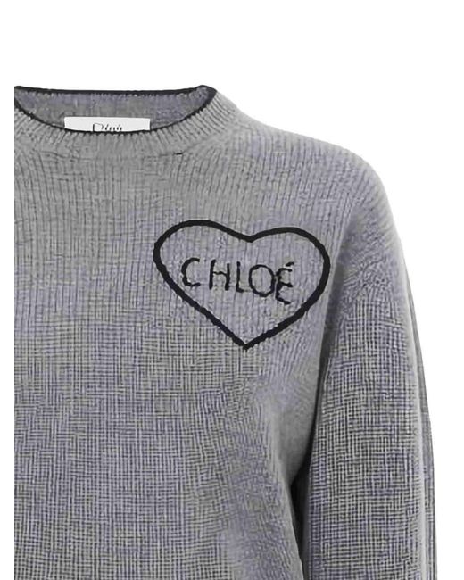 Chloé Gray Cashmere Crewneck Sweater