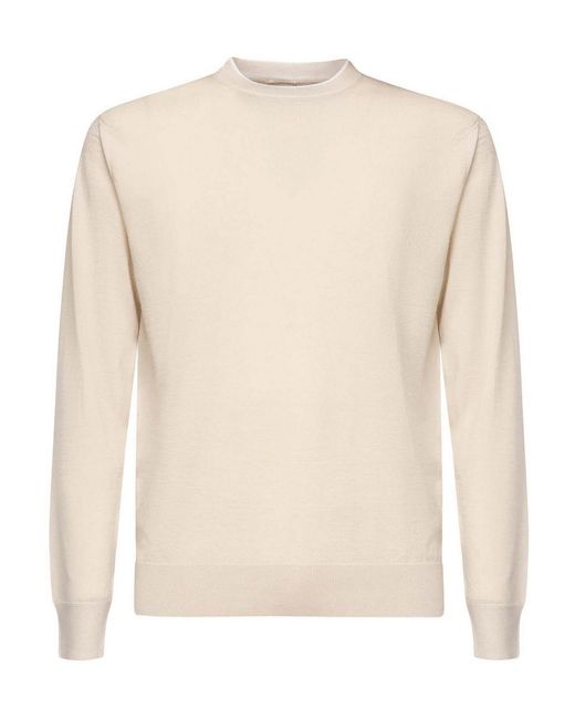 Eleventy Natural Wool And Silk Crew Neck Sweater for men