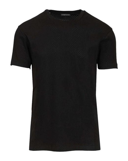 Tom Ford Black Perforated Ribbed T-Shirt for men