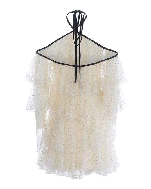 Philosophy Di Lorenzo Serafini Natural Flounced Dress With Polka Dots