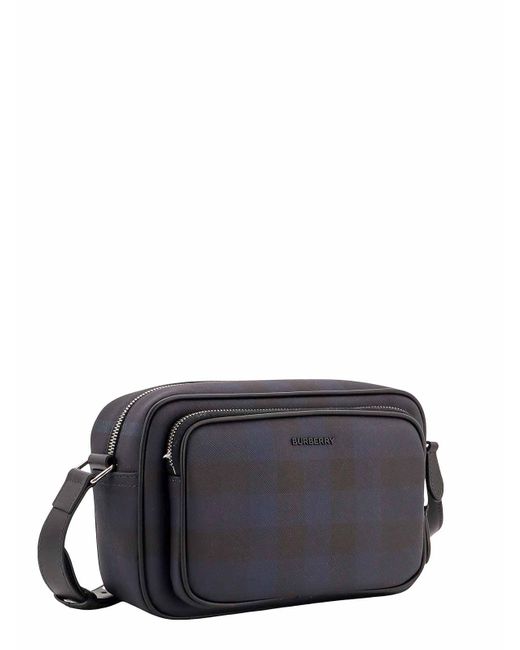 Burberry Black Shoulder Bag With Check Motif for men
