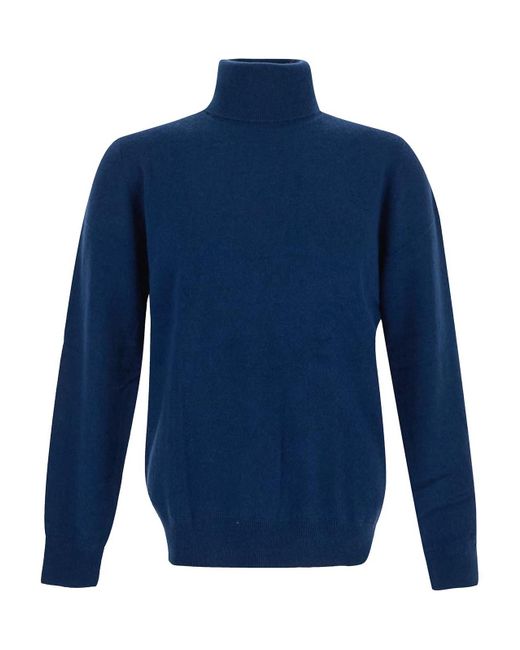 Laneus Knit Sweater In Ocean Blue With Turtleneck for men