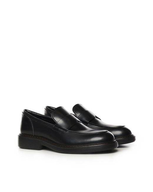 Hogan Black H704 Leather Loafers for men