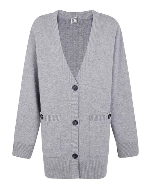 Totême Gray Cashmere Merinos Cardigan
