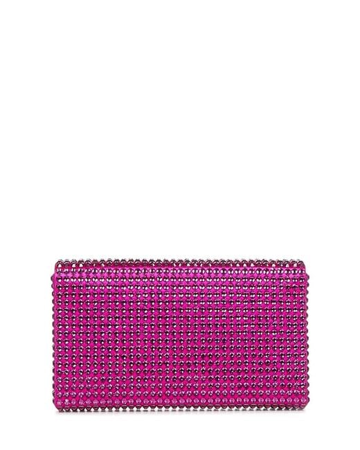 AMINA MUADDI Purple Fuchsia Clutch With Crystals