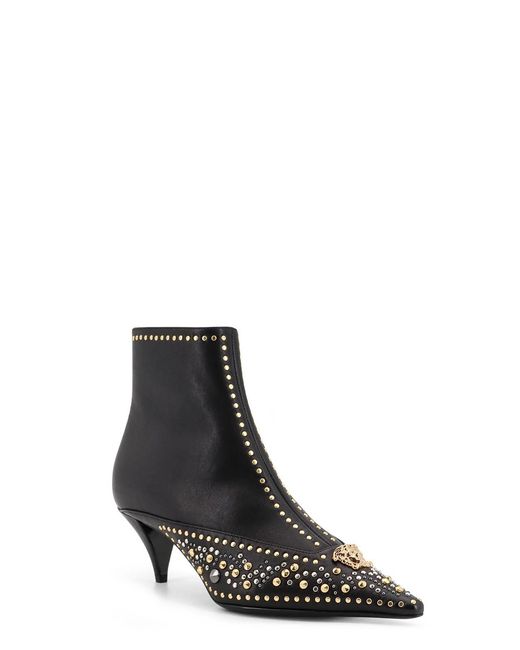 Versace Black Studded La Medusa Anke Boots