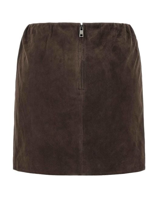 ROTATE BIRGER CHRISTENSEN Brown Suede Skirt
