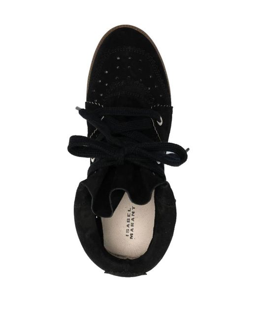 Isabel Marant Black Wedge-Heel Lace-Up Sneakers