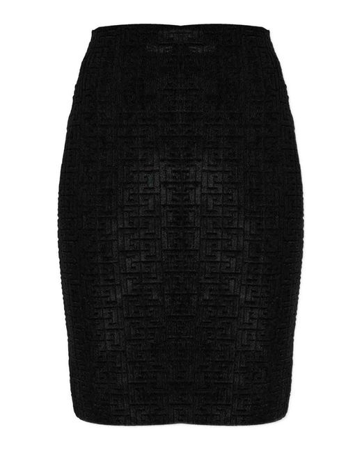 Balmain Black Monogrammed Skirt