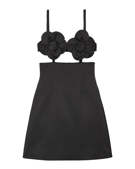 Marc Jacobs Black Satin Daisy Applique Dress