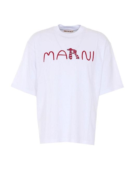 Marni White Animal Alphabet T-Shirt for men