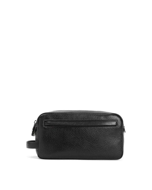 Brunello Cucinelli Black Grained Leather Beauty Case for men