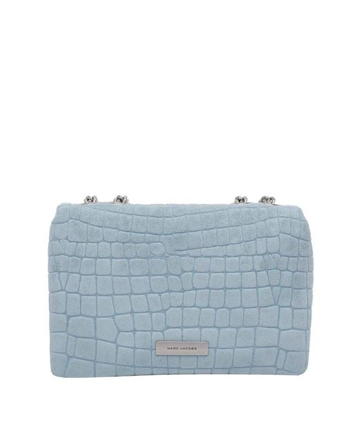 Marc Jacobs Blue The Suede Croc Slim Dual Shoulder Bag