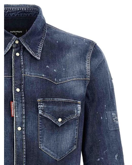 DSquared² Blue Fashion Western' Shirt for men