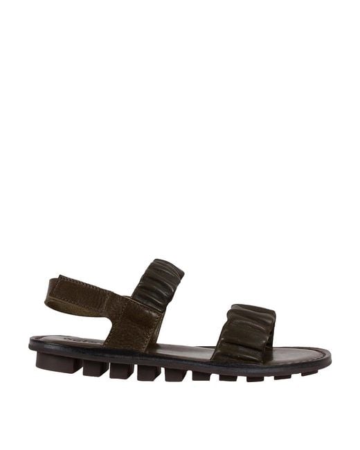 Trippen White Open Sandal With Ruffled Buckles