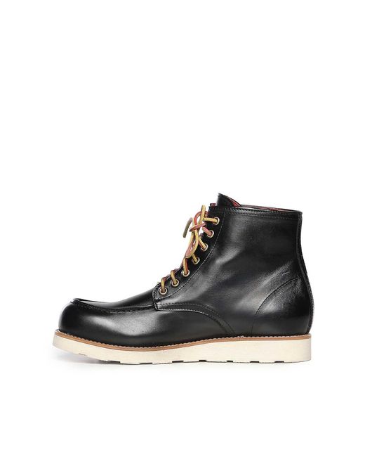 Giuliano Galiano Black Shark Leather Lace-Up Boots for men