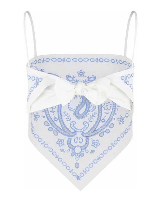 Self-Portrait Blue Embroidered Top