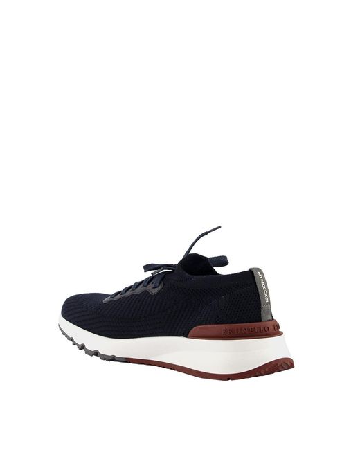 Brunello Cucinelli Blue Cotton Sneakers for men