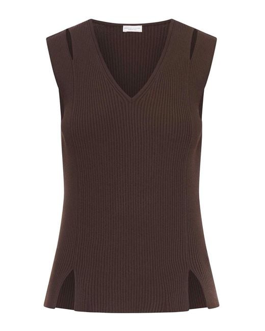 Roberto Collina Brown Sleeveless Top