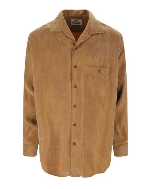 Vivienne Westwood Brown Suede Effect Shirt for men