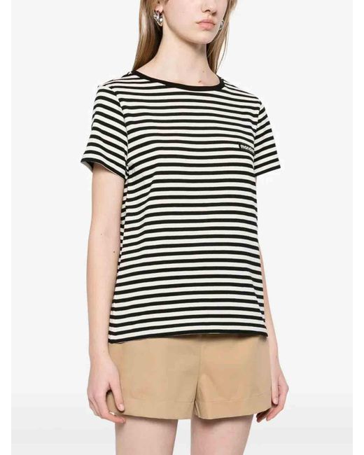 Moncler Black Striped Cotton T-Shirt