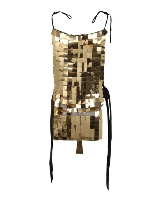 Maria Calderara Metallic Corazza Macro Square Sequins On Tulle Dress